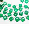 Natural Green Onyx Fancy Flower Shape Drops Briolette Beads 8 Inches and Size 14mm to 16mm approx.